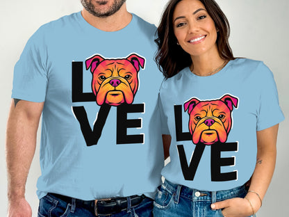 Love Bulldog Graphic Tee for Matching Couples product type