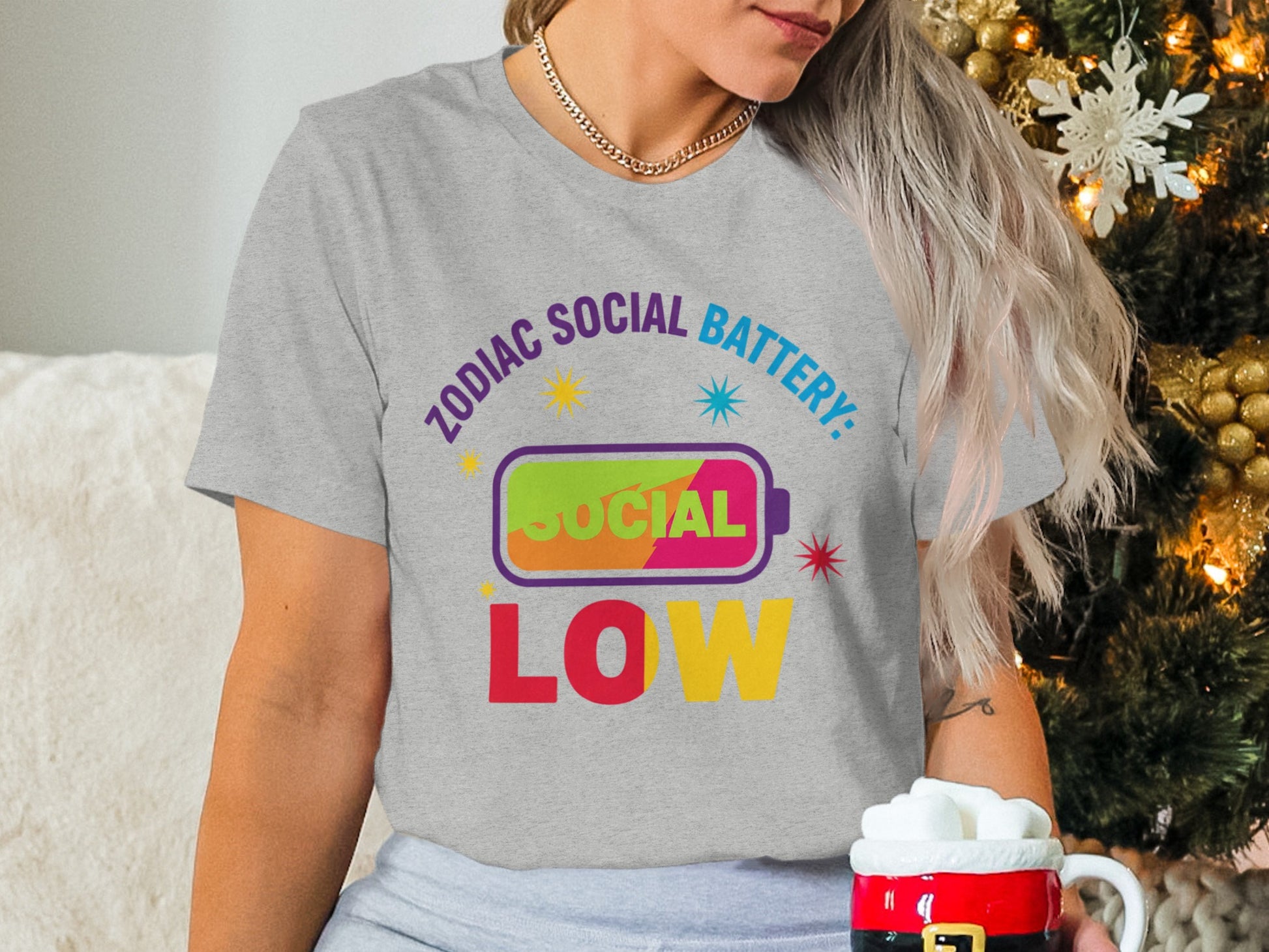Zodiac Social Battery Low Tee Christmas Gift