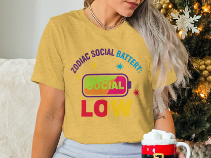 Zodiac Social Battery Low Graphic Tee