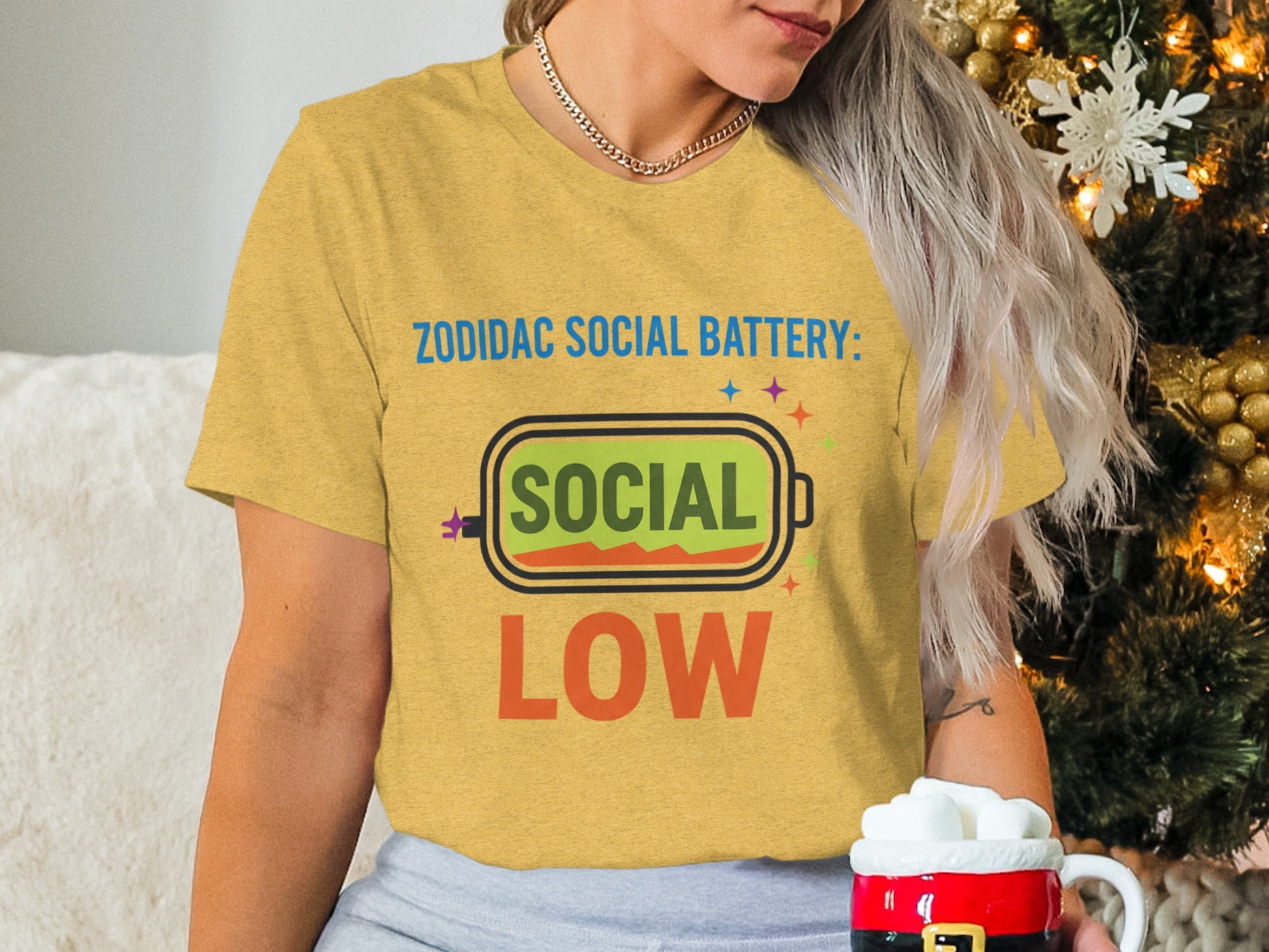 Zodiacs Social Battery Low Graphic Tee Shirt for Casual Wear
