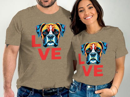 Boxer Dog Graphic With Love Expression Unique T-Shirts
