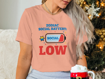 Zodiac Social Battery Low Graphic Tee
