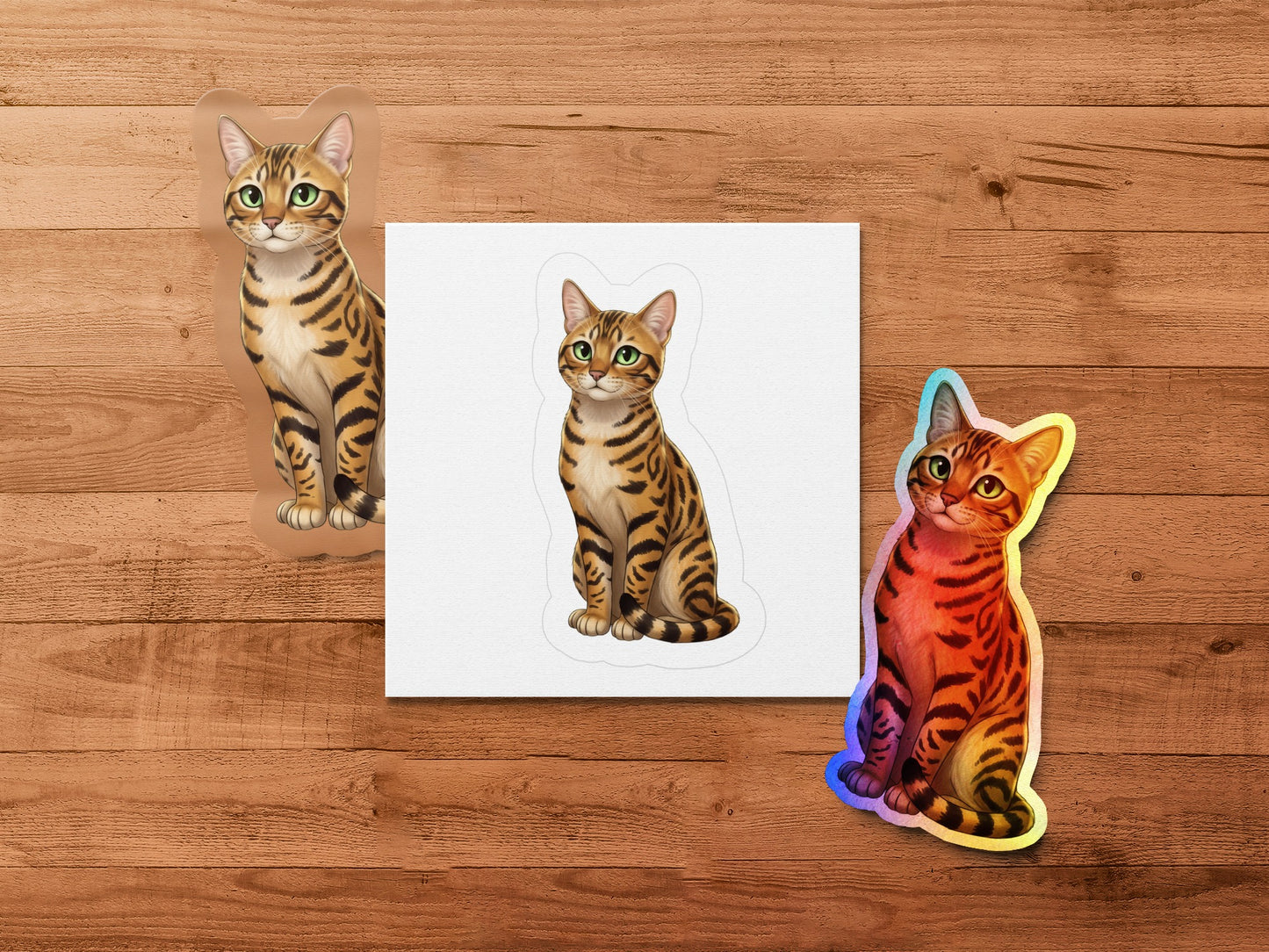 Colorful Tabby Cat Stickers, Vibrant Feline Decals, Cute Kitty Stationery, Animal Lover Gift Idea