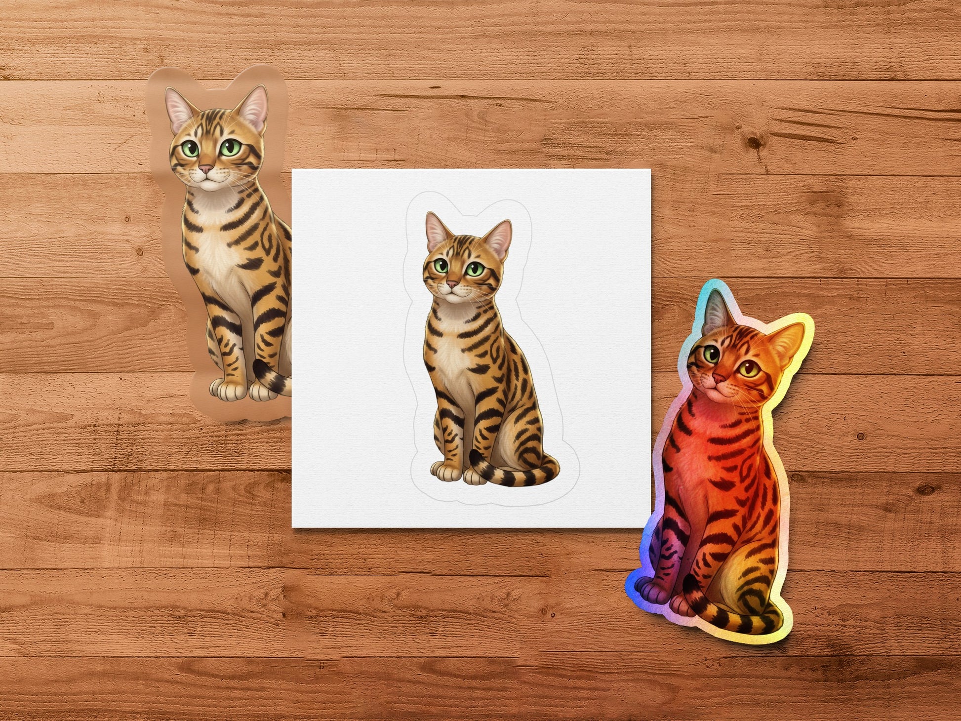Colorful Tabby Cat Stickers, Vibrant Feline Decals, Cute Kitty Stationery, Animal Lover Gift Idea