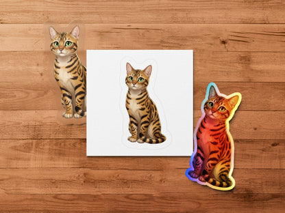 Colorful Tabby Cat Stickers, Vibrant Feline Decals, Cute Kitty Stationery, Animal Lover Gift Idea
