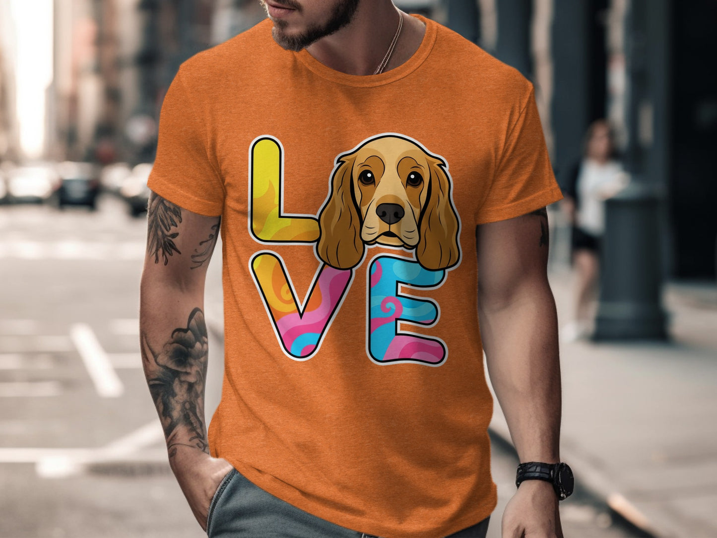 Colorful Love Design with Dog Graphic T-shirt product