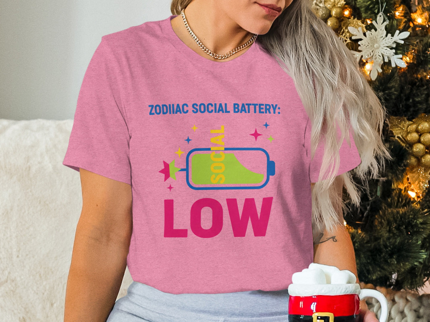 ZODIAC SOCIAL BATTERY LOW Graphic T-shirt