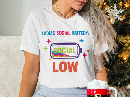 Zodiac Social Battery Low Graphic Tee
