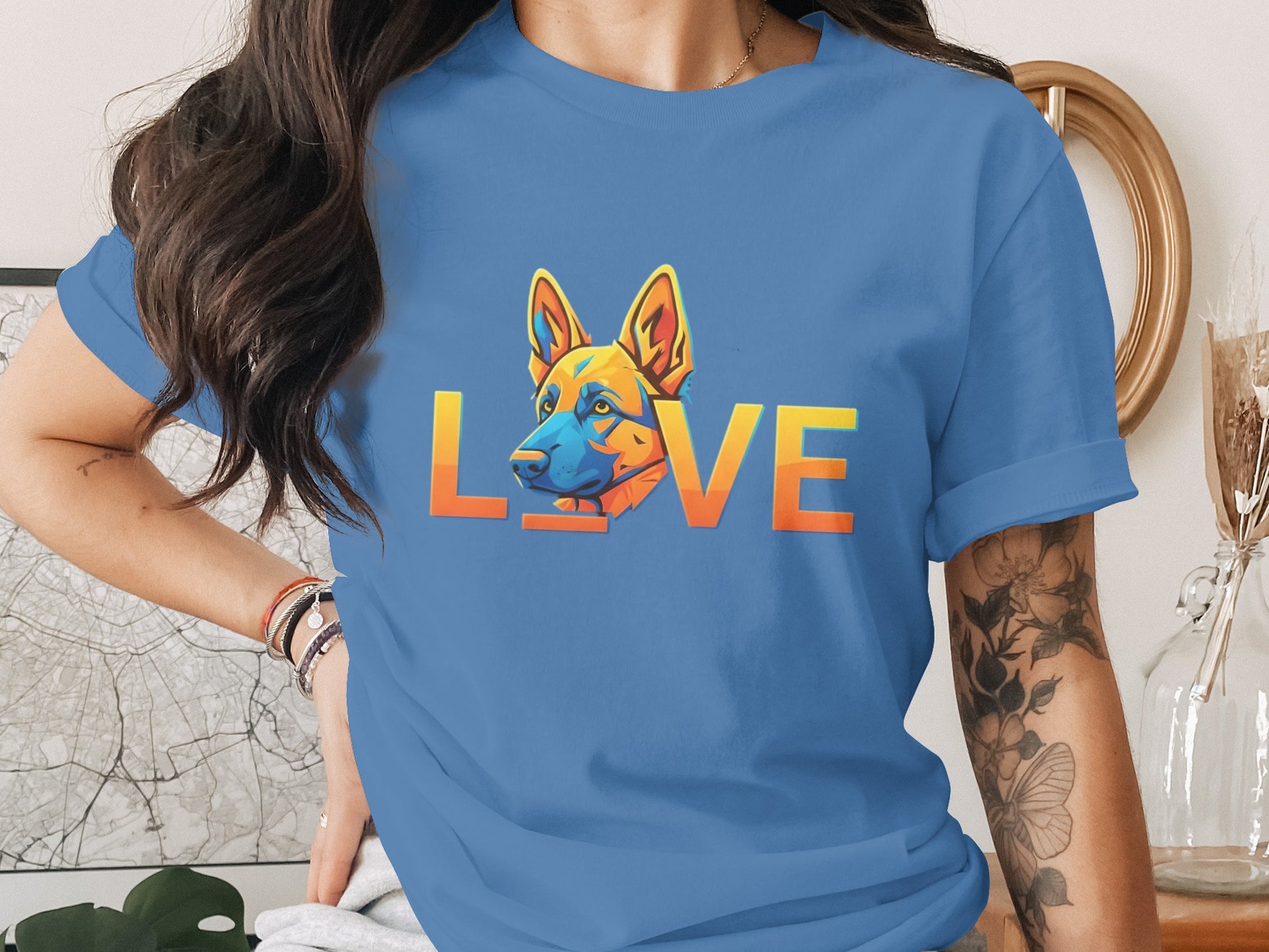 Vibrant Colorful German Shepherd Dog Love T-shirt product type
