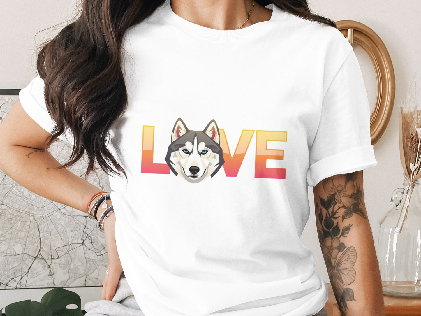 Love Husky Graphic T-Shirt Stylish Casual Wear product type