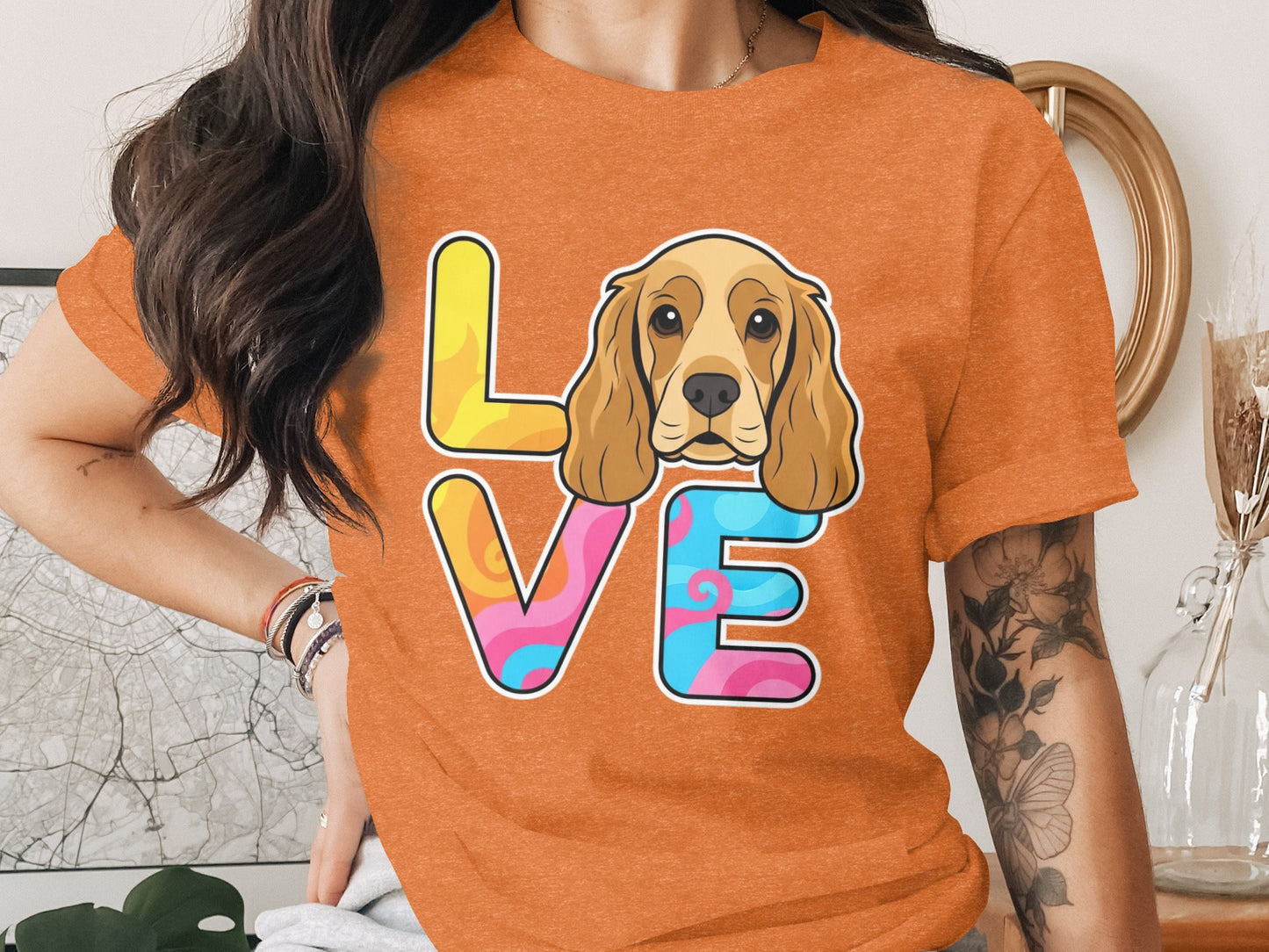 Dog Face Love Cocker Spaniel Lovers Graphic Design T-Shirt