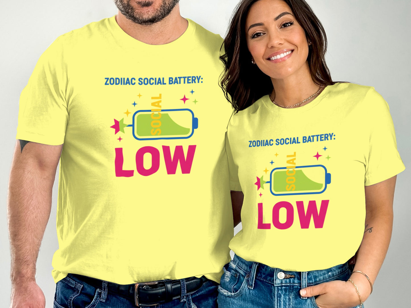 ZODIAC SOCIAL BATTERY LOW graphic tee product