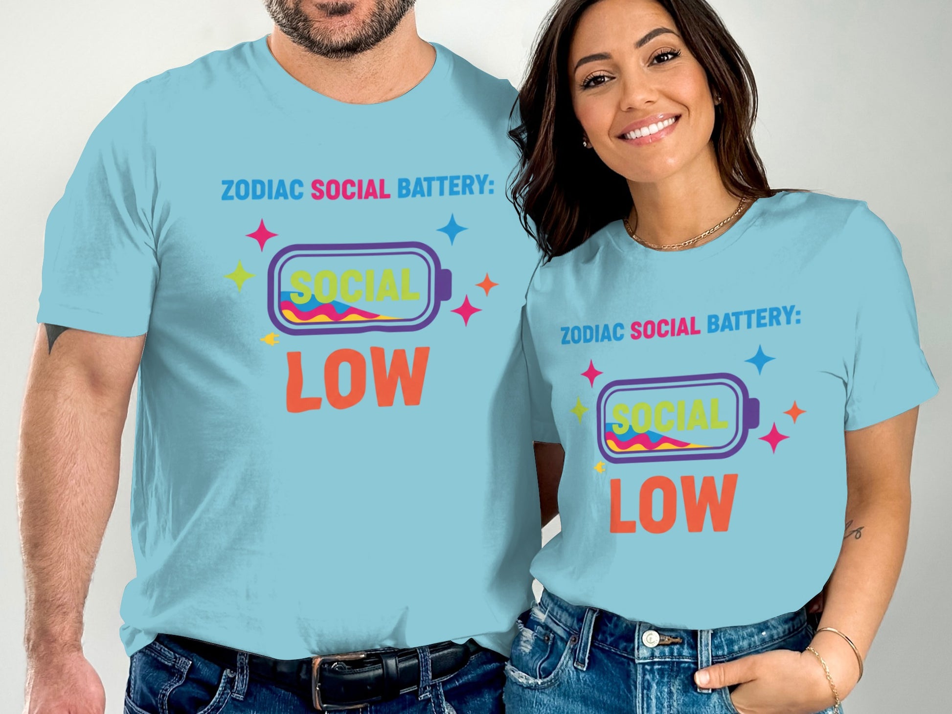 Zodiac Social Battery Low Funny Graphic Tee