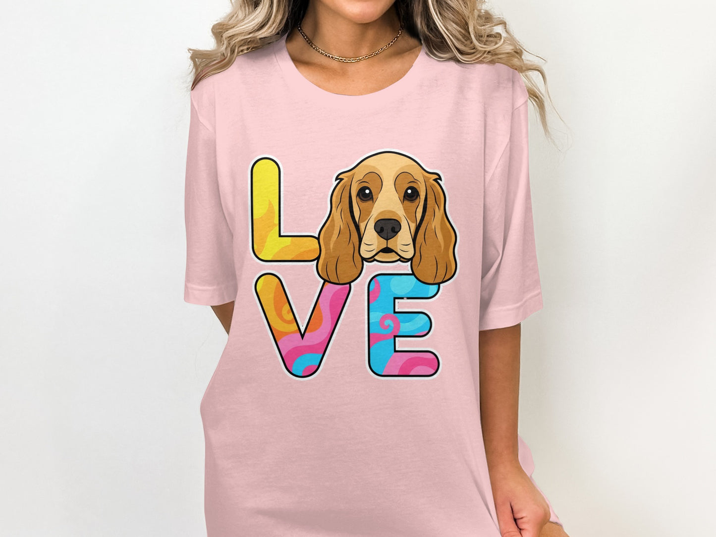 Colorful Love with Cute Golden Retriever T-Shirt product