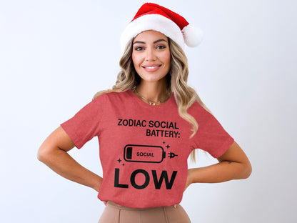 Zodiac Social Battery Low Graphic Tee