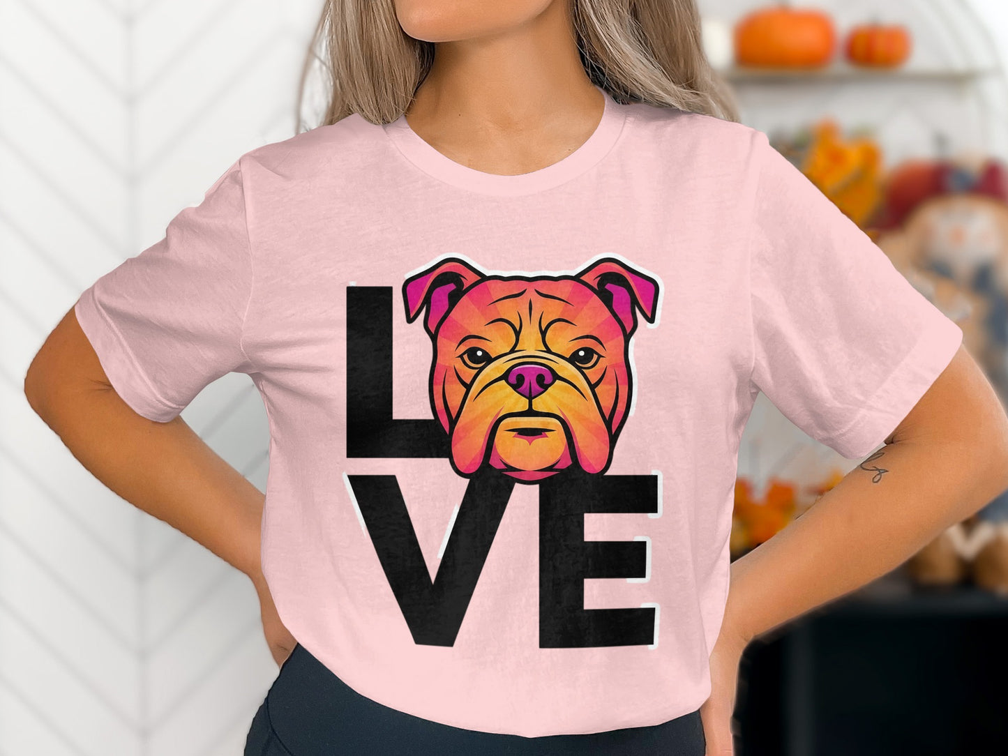 Cute Bulldog LOVE Print T-Shirt product type