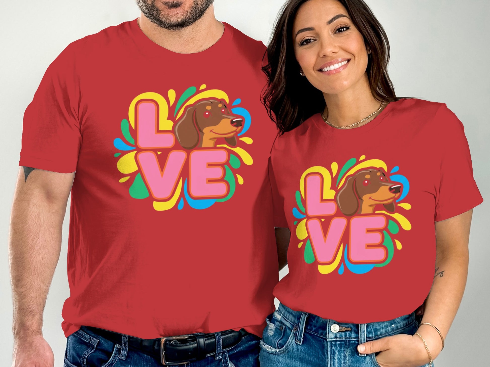 Colorful Dachshund Love Design T-Shirt product
