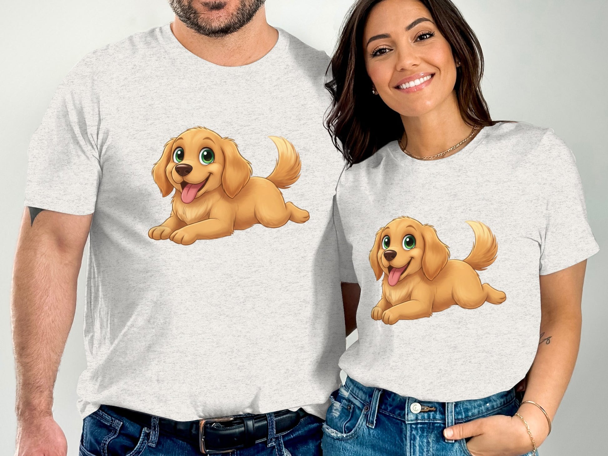 Matching Cartoon Dog Graphic Couples T-Shirts Product