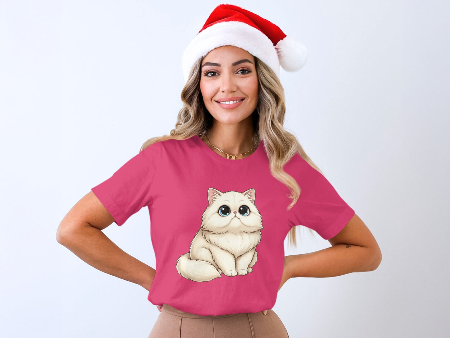 Christmas Santa Hat Cat Graphic Tee