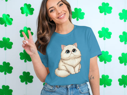 Adorable Cartoon Cat Print T-Shirt for Casual Style