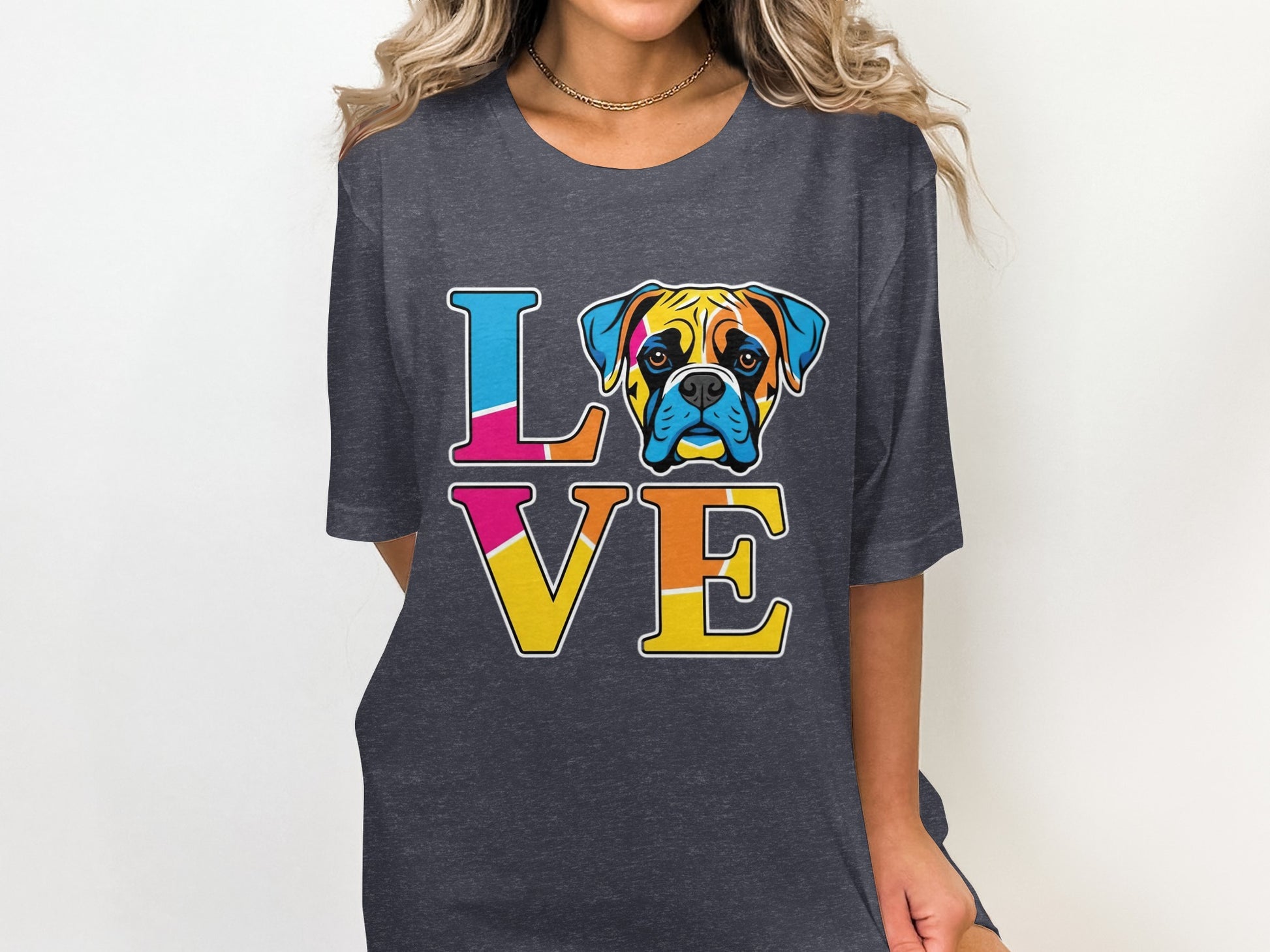 Colorful Love Boxer Dog Graphic Women's T-Shirt product