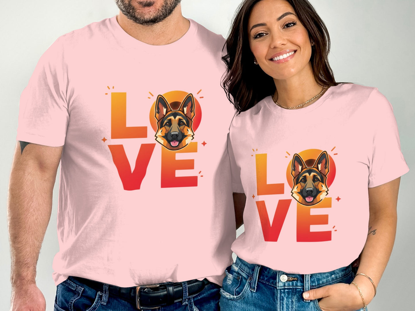 German Shepherd Dog Love Graphic Image Design T-Shirts