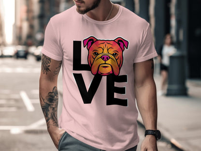Love Bulldog Graphic Print Pink T shirt product type