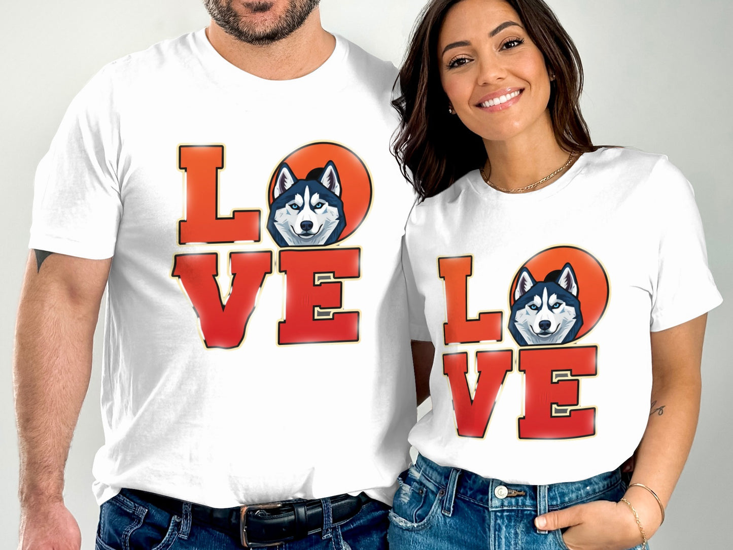 LOVE with Husky Design Graphic Print T-shirt product