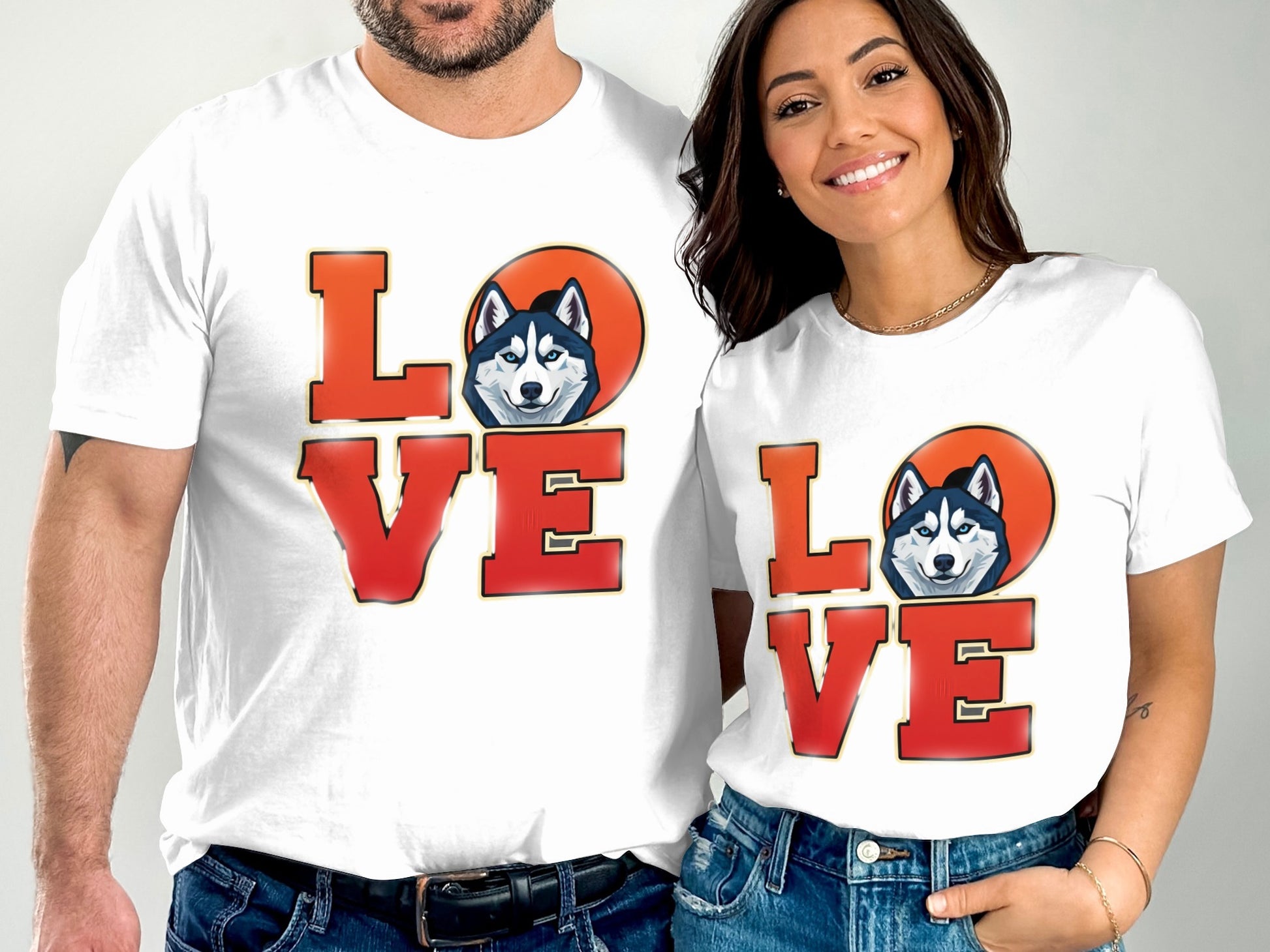 LOVE with Husky Design Graphic Print T-shirt product