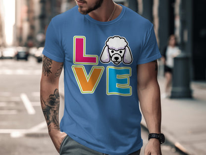 Love Multicolored Letters with Dog Graphic Shirt product type