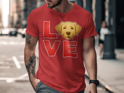 Love Dog Face Graphic Design Red T-shirt product type