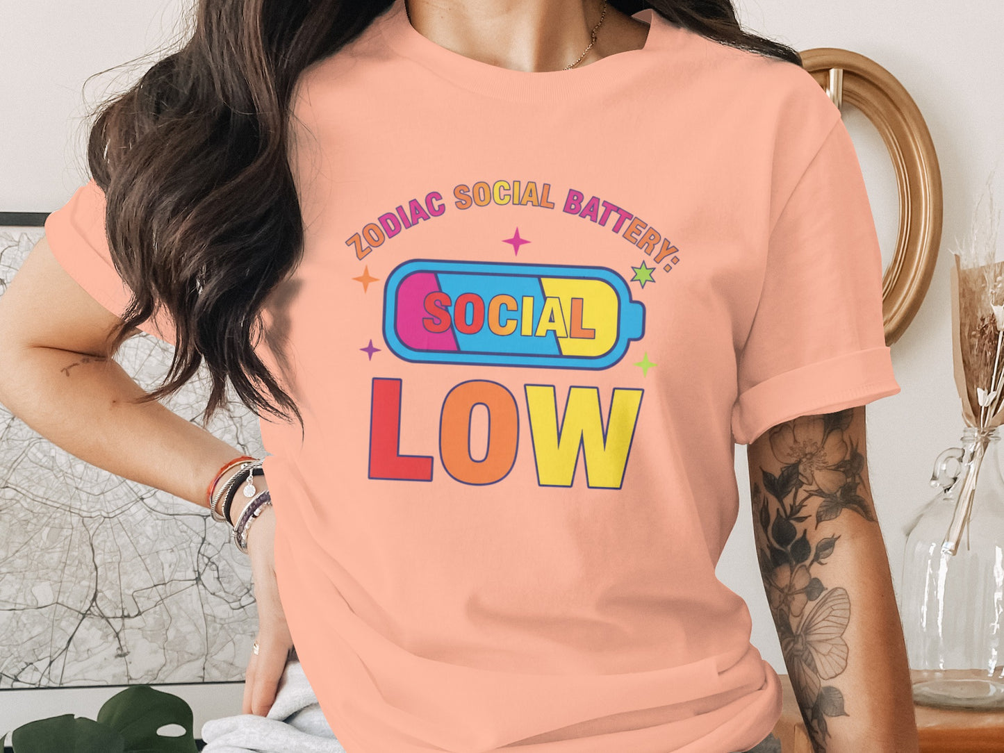 Zodiac Social Battery Social Low Graphic Tee