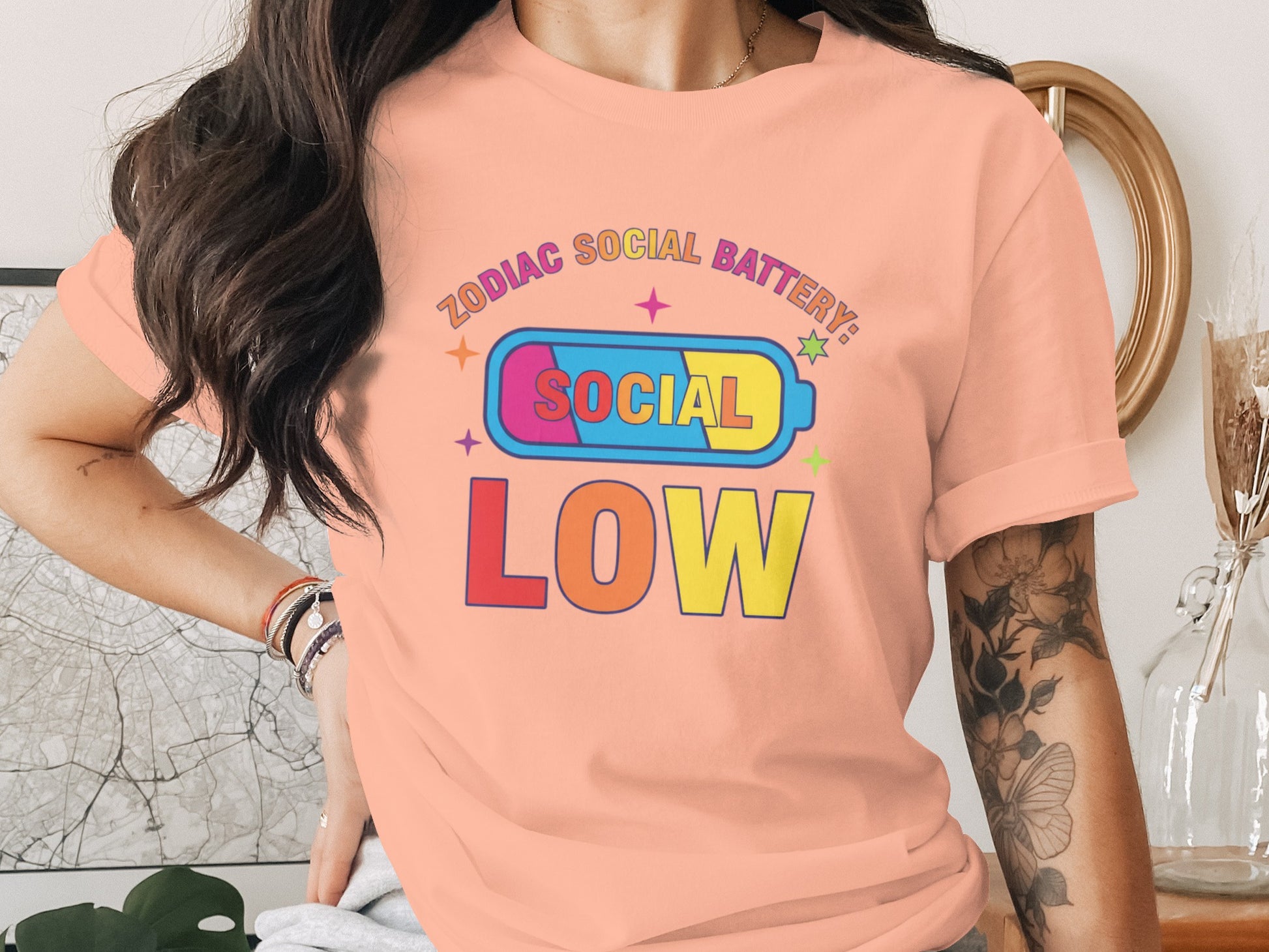 Zodiac Social Battery Social Low Graphic Tee