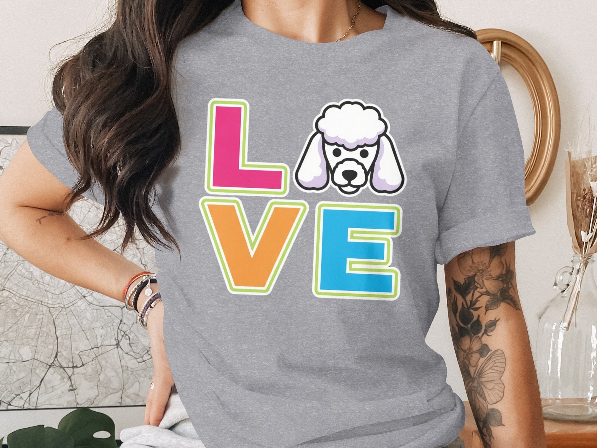 Colorful Love Poodle Graphic Design T-Shirt product
