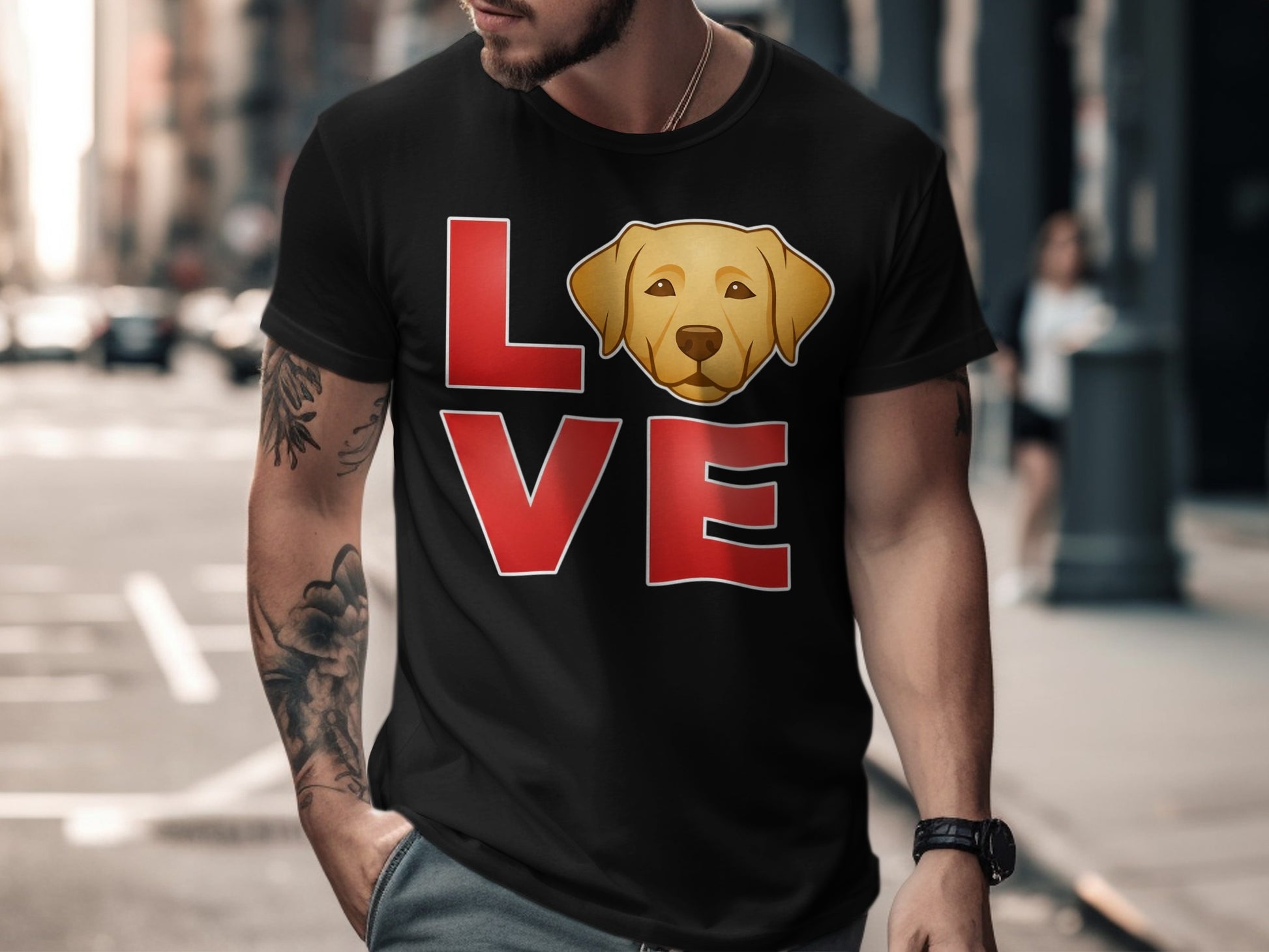 Love Dog Face Design on Black Shirt product type