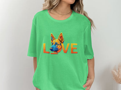 LOVE Dog Graphic Design Green T-shirt product