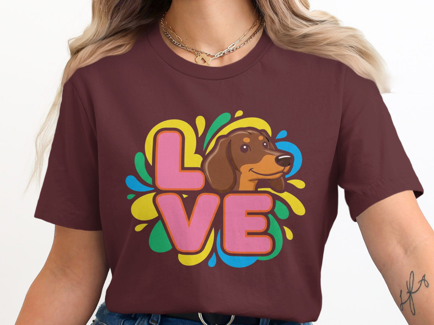 Love Dachshund Splash Graphic Unisex Shirt product