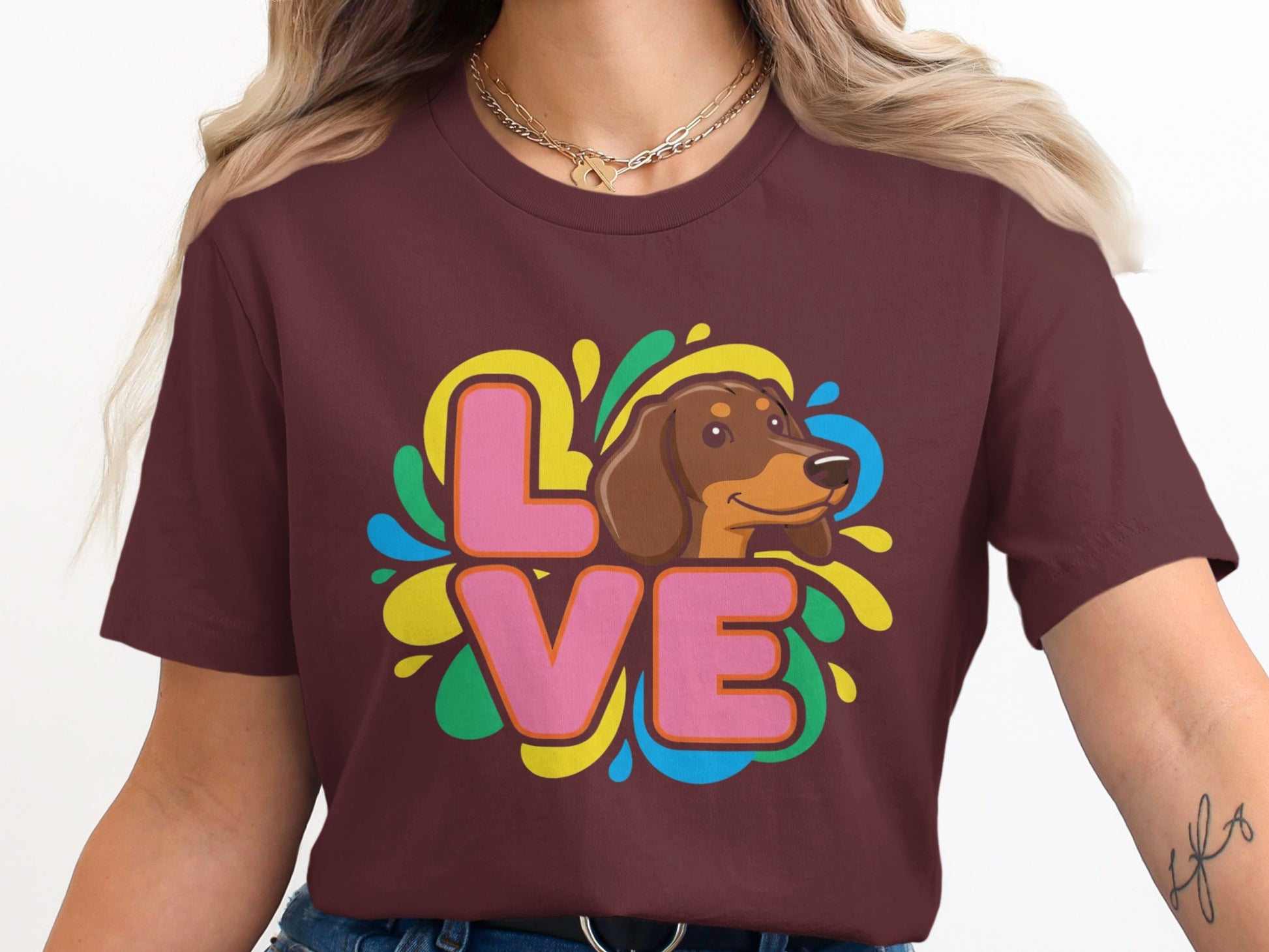 Love Dachshund Splash Graphic Unisex Shirt product