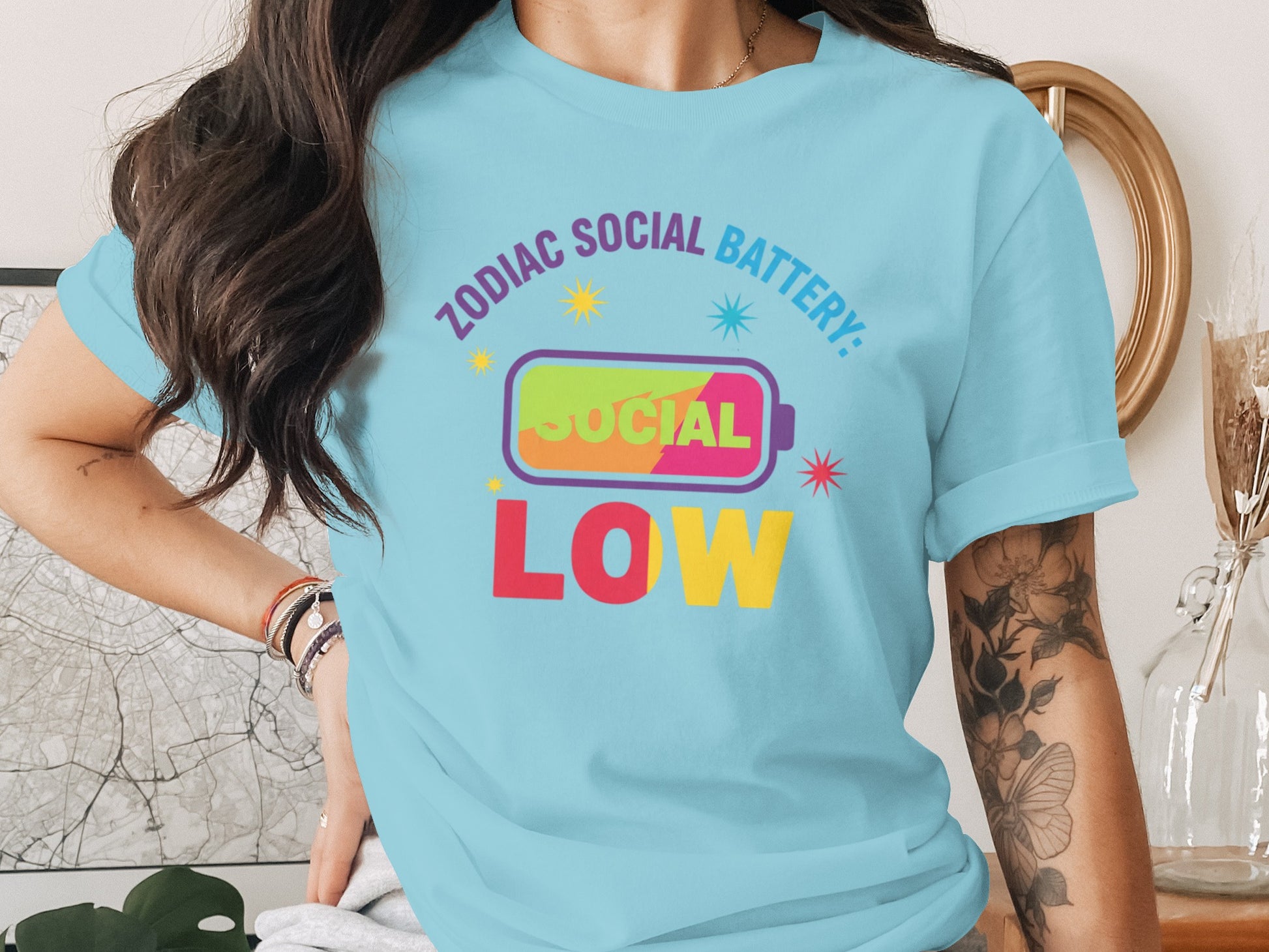 Zodiac Social Battery Low Graphic Tee