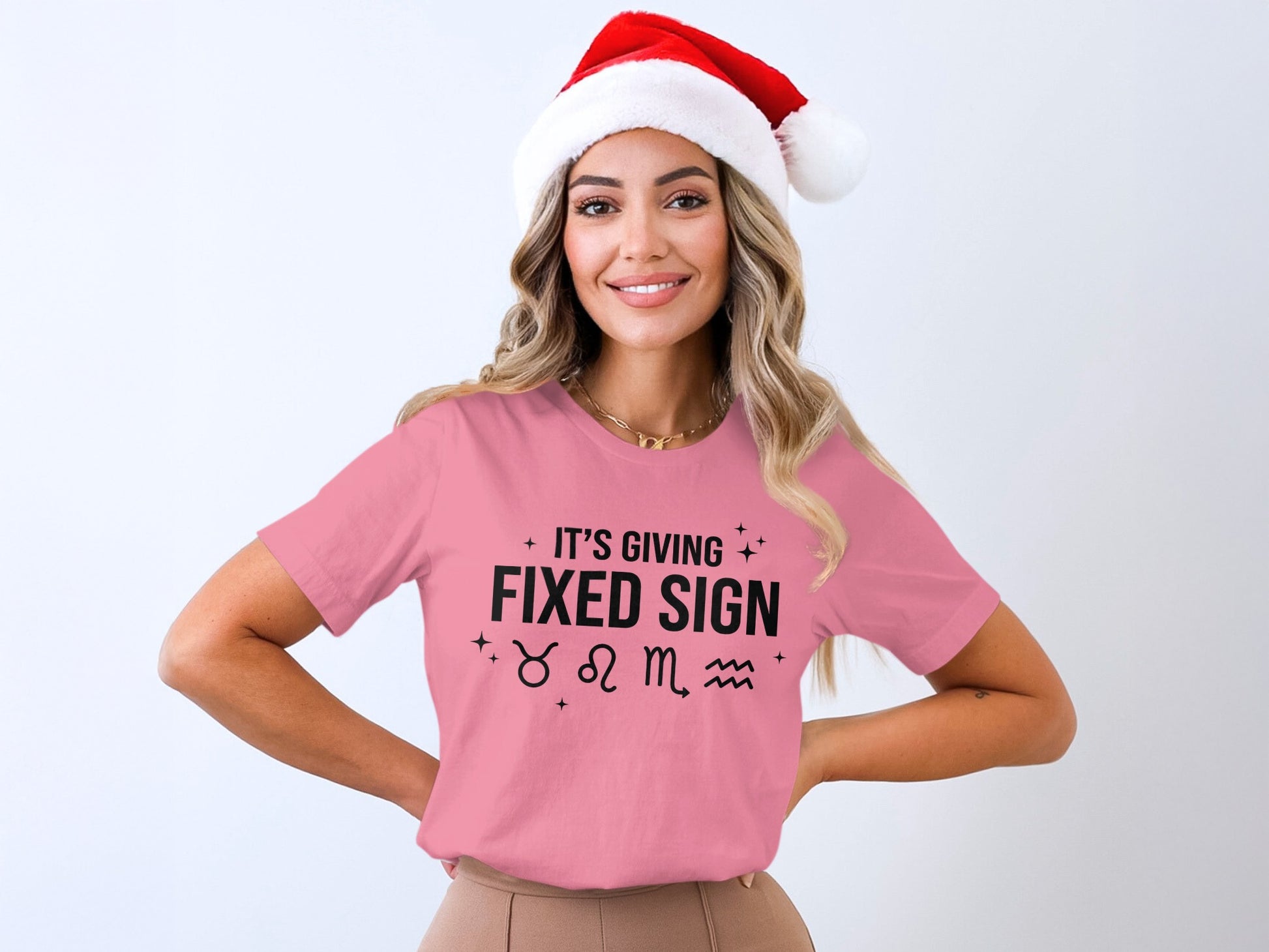 Holiday Fixed Sign Zodiac Shirt with Santa Hat