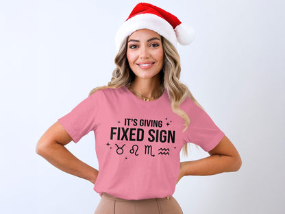 Holiday Fixed Sign Zodiac Shirt with Santa Hat