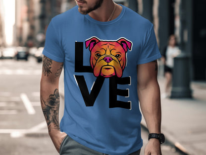 Bulldog Love Graphic Print T-Shirt Mens Casual product