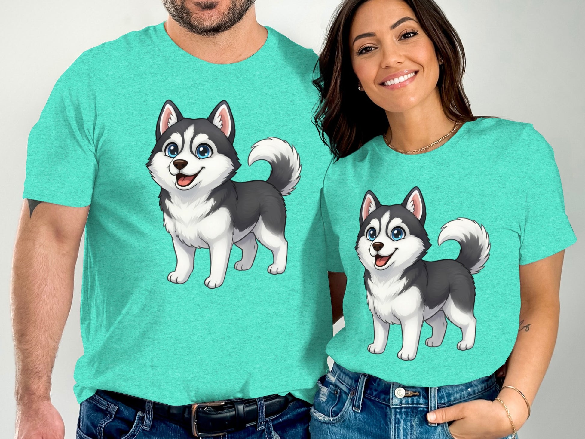 Matching Family Outfits Cute Husky Cartoon Shirts