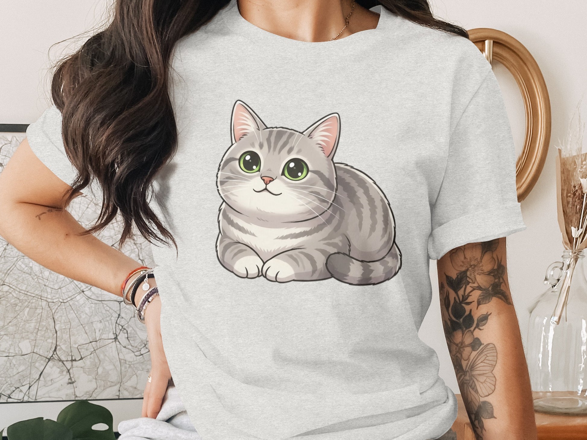 Adorable Cartoon Cat Graphic Short Sleeve Unisex T-Shirt