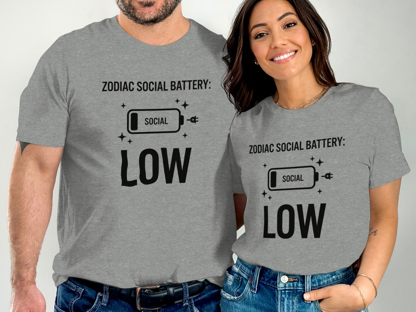 Zodiac Social Battery Low Graphic T-Shirt for Casual Wear