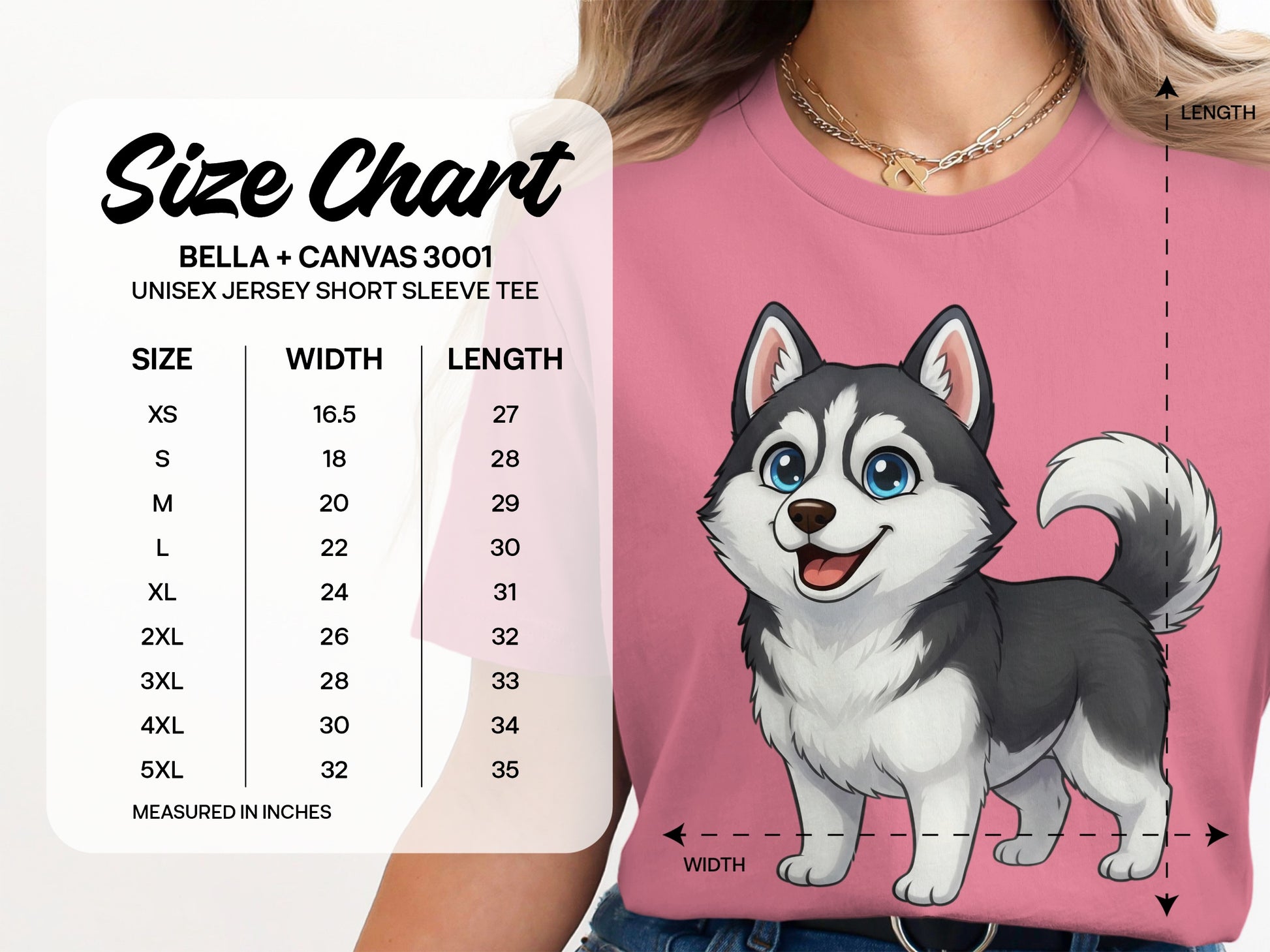 Playful Husky Graphic Bella + Canvas 3001 Tee