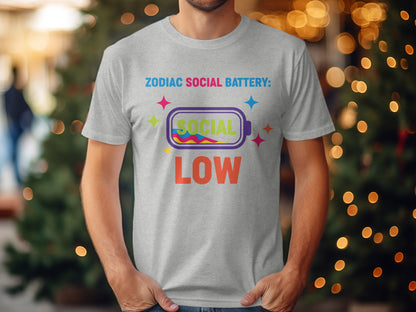 Zodiac Social Battery Social Low Graphic Shirt