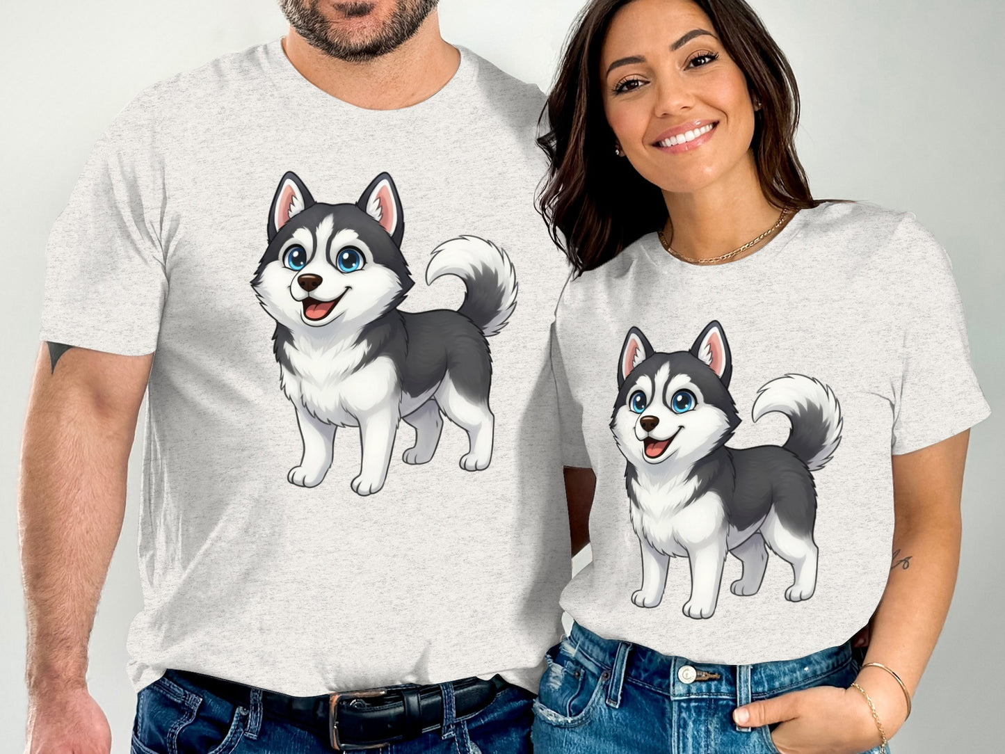 Matching His and Hers Cute Husky Graphic Tee