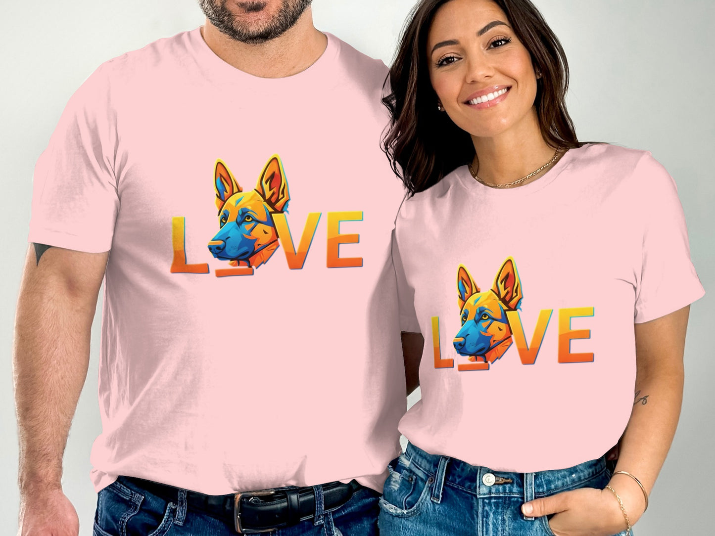 Colorful Love Graphic Dog Art T-shirt product type
