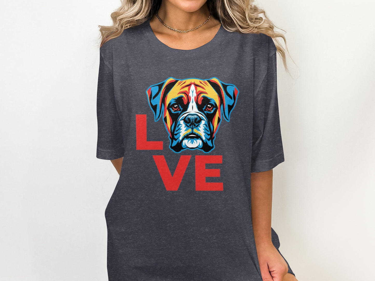 Colorful Boxer Dog Love Graphic Tee product type